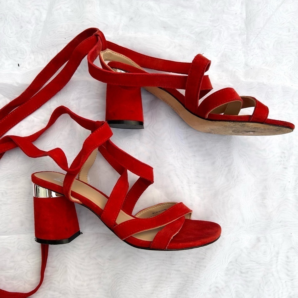 Paige Jodie Red Suede Heels Shoes Christmas Wedding Guest Formal Black Tie S 7.5 - Picture 4 of 10